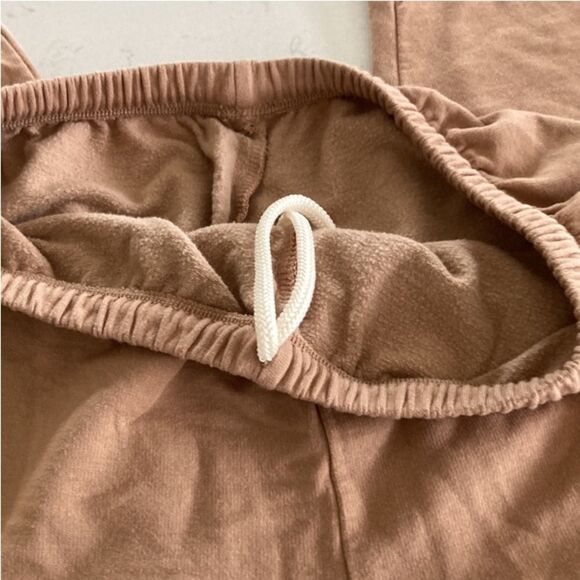 Aerie OTT Offline Cloud Fleece High Rise Soft AF Drawstring Joggers Tan - Picture 4 of 5